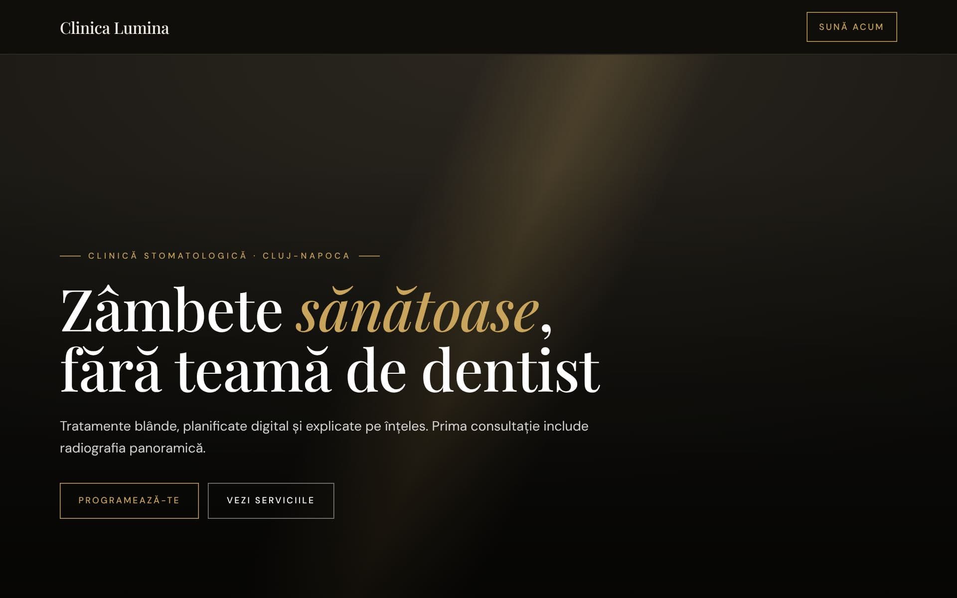 Secțiune dintr-un site în stilul Noir